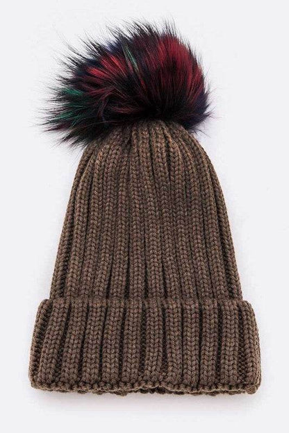 Mix Color EMMEZ Large Fur Pom Beanie - Shop Style & More | Fresh Looks, Everyday Deals & Free Shipping