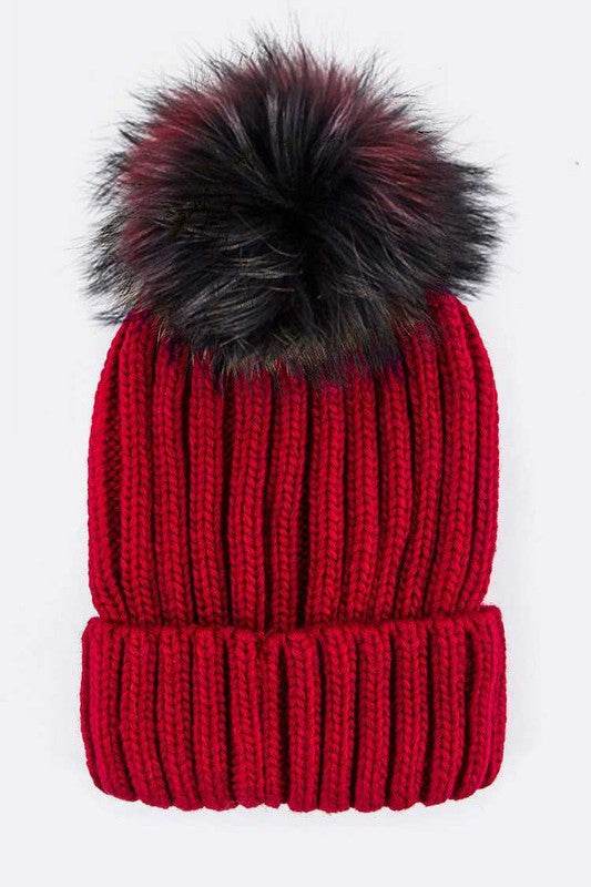 Mix Color EMMEZ Large Fur Pom Beanie - Shop Style & More | Fresh Looks, Everyday Deals & Free Shipping