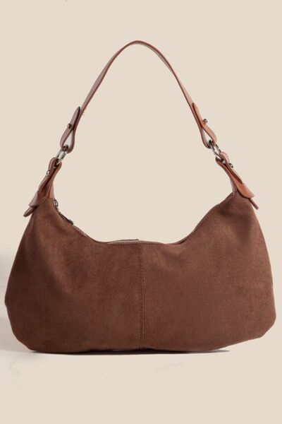 Fame Middle Stitch Zipper Handbag Brown One Size Bags