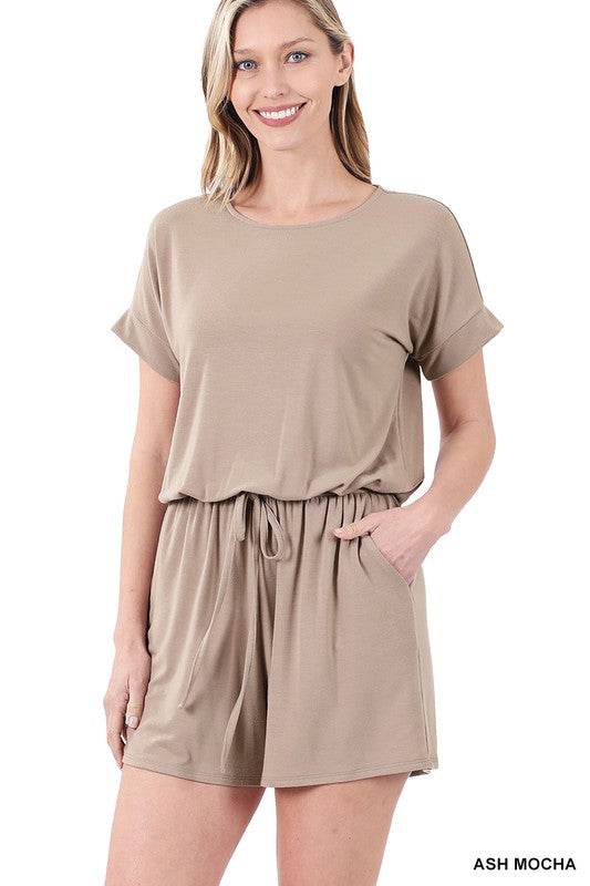 Romper w/ Elastic Waist and Back Keyhole Opening - Shop Style & More | Fresh Looks, Everyday Deals & Free Shipping
