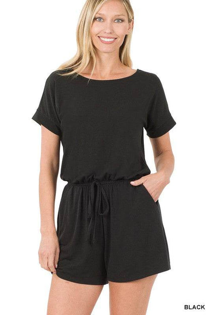 Romper w/ Elastic Waist and Back Keyhole Opening - Shop Style & More | Fresh Looks, Everyday Deals & Free Shipping