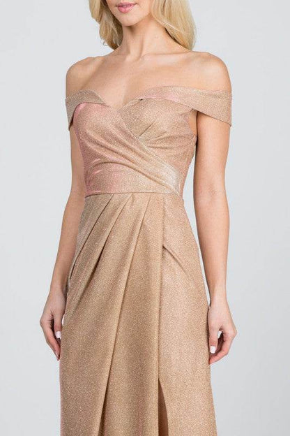 Off the shoulder glittery jacquard gathered gown - Shop Style & More | Fresh Looks, Everyday Deals & Free Shipping