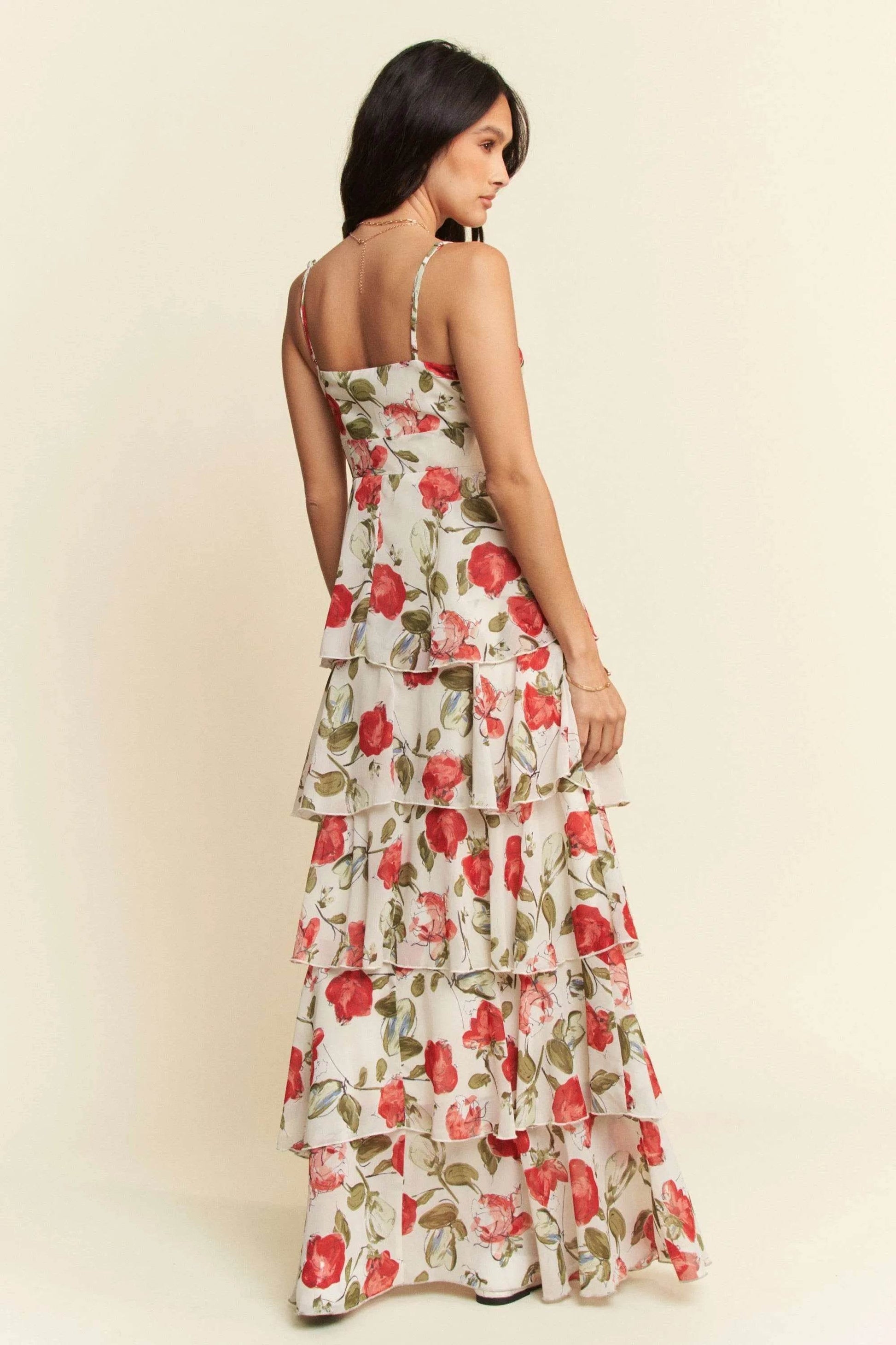 Davi & Dani Contrast Ring Lace Layered Ruffle Maxi Cami Dress - Shop Style & More | Fresh Looks, Everyday Deals & Free Shipping