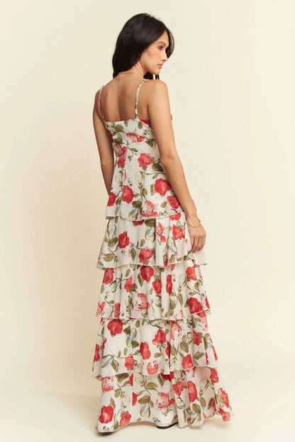 Davi & Dani Contrast Ring Lace Layered Ruffle Maxi Cami Dress - Shop Style & More | Fresh Looks, Everyday Deals & Free Shipping