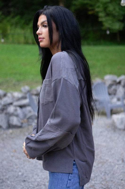 Kairi Exposed Seam Waffle Knit Top - Shop Style & More | Fresh Looks, Everyday Deals & Free Shipping