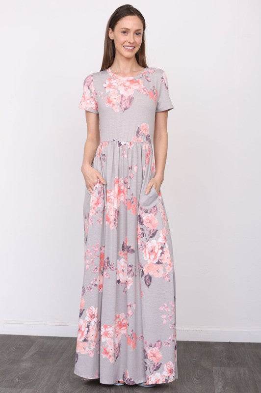 Short Sleeve Floral Maxi Dress - Shop Style & More | Fresh Looks, Everyday Deals & Free Shipping