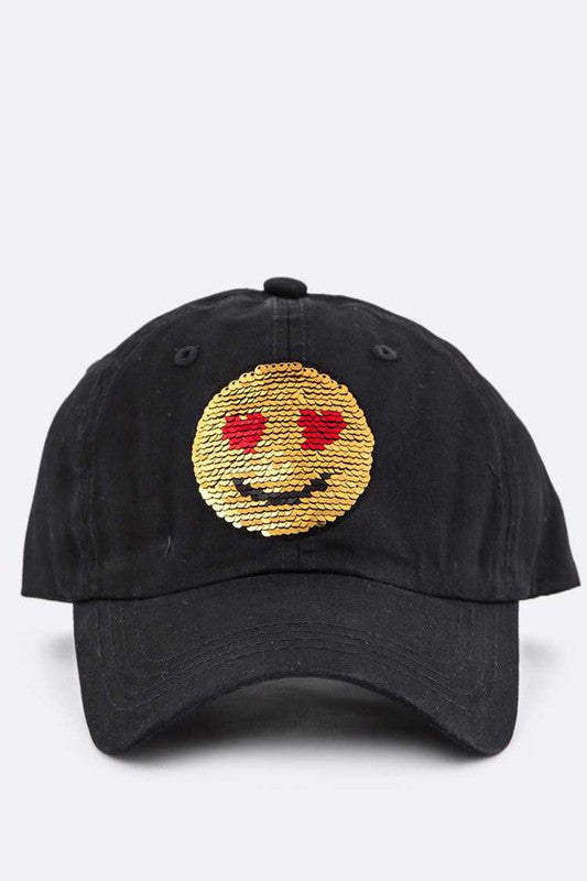 2 Tone Sequins Emoji Patch Cap Black O S Accessories