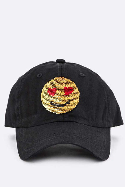 2 Tone Sequins Emoji Patch Cap Black O S Accessories