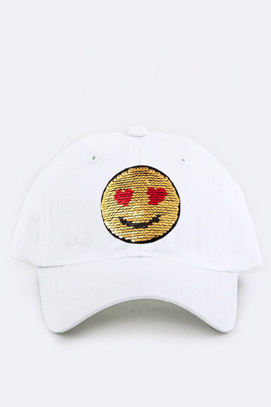 2 Tone Sequins Emoji Patch Cap White O S Accessories