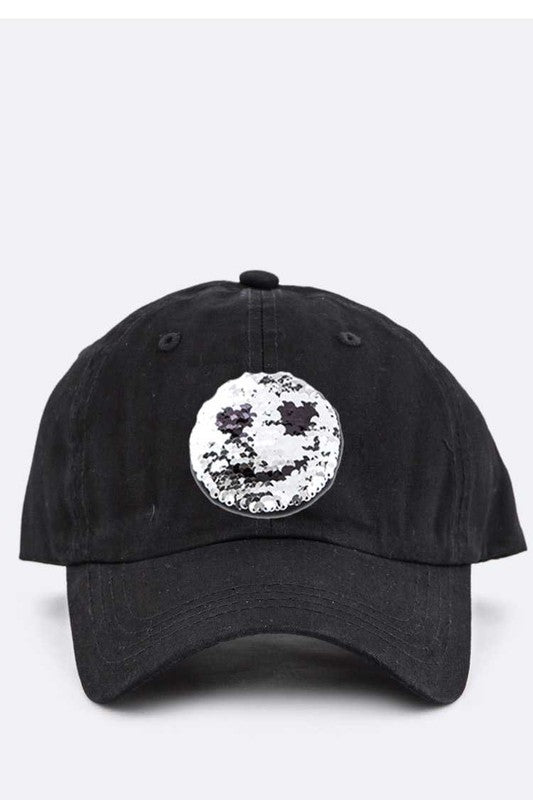 2 Tone Sequins Emoji Patch Cap Accessories