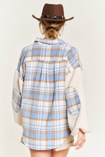 Multi plaid fuzzy sleeve jacket JJO1023 - Shop Style & More | Fresh Looks, Everyday Deals & Free Shipping