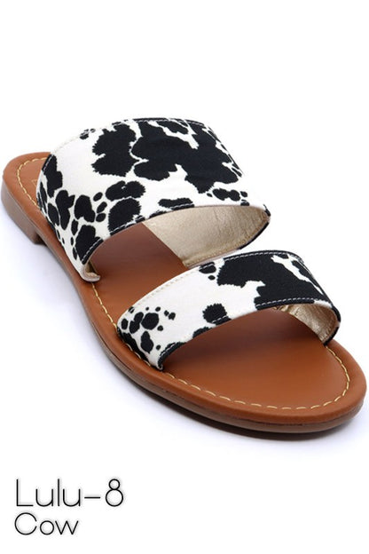 Two Band Slide Sandal Cow Sandals