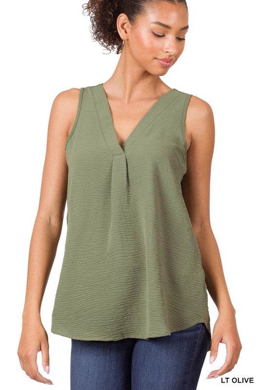 Woven Airflow V-Neck Sleeveless - Shop Style & More | Fresh Looks, Everyday Deals & Free Shipping