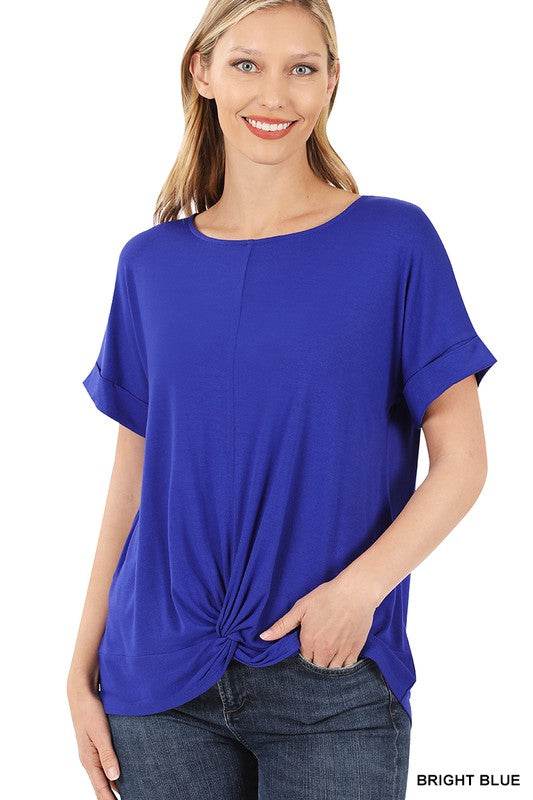 Rayon Span Crepe Knot-Front Top - Shop Style & More | Fresh Looks, Everyday Deals & Free Shipping