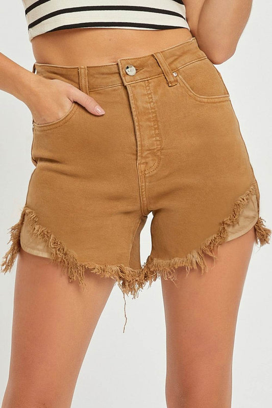 RISEN High Waist Frayed Hem Denim Shorts - Shop Style & More | Fresh Looks, Everyday Deals & Free Shipping