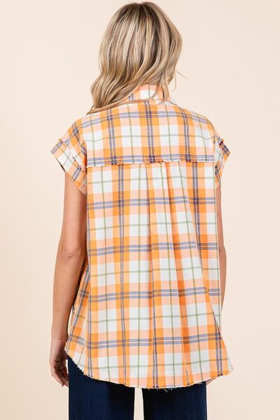 Mittoshop Mineral Wash Plaid Button Down Shirt Blouses