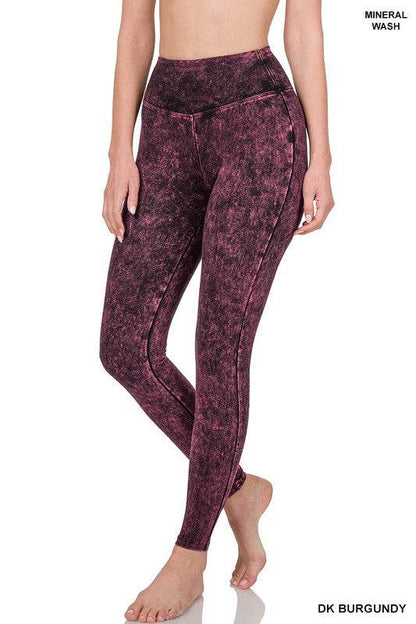 Mineral Washed Wide Waistband Yoga Leggings - Shop Style & More | Fresh Looks, Everyday Deals & Free Shipping
