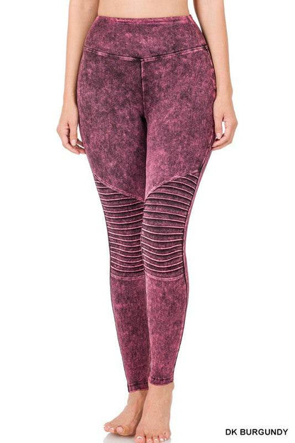 Mineral Washed Wide Waistband Moto Leggings - Shop Style & More | Fresh Looks, Everyday Deals & Free Shipping