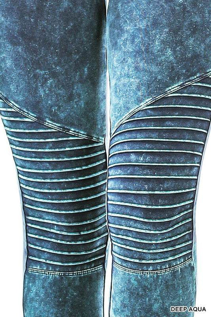 Mineral Washed Wide Waistband Moto Leggings - Shop Style & More | Fresh Looks, Everyday Deals & Free Shipping
