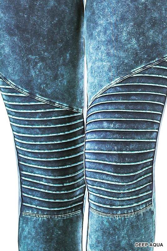Mineral Washed Wide Waistband Moto Leggings - Shop Style & More | Fresh Looks, Everyday Deals & Free Shipping