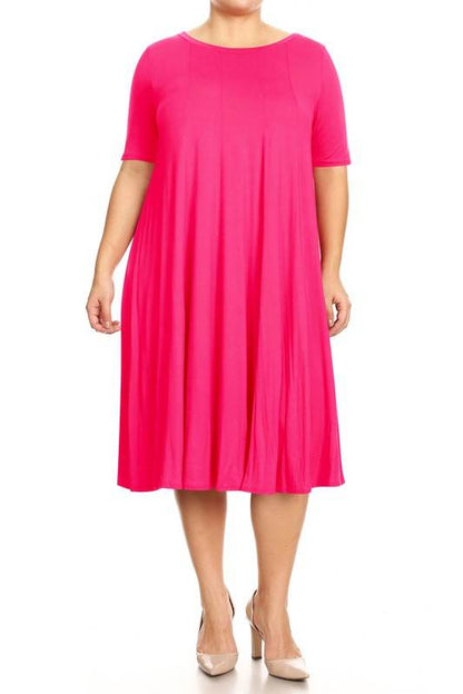 Plus Midi A-line Jersey knit Short sleeve Loose - Shop Style & More | Fresh Looks, Everyday Deals & Free Shipping