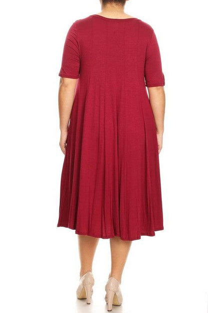 Plus Midi A-line Jersey knit Short sleeve Loose - Shop Style & More | Fresh Looks, Everyday Deals & Free Shipping