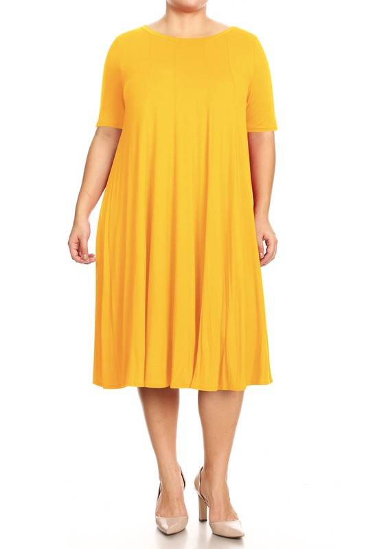 Plus Midi A-line Jersey knit Short sleeve Loose - Shop Style & More | Fresh Looks, Everyday Deals & Free Shipping