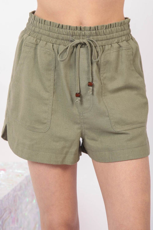 VERY J Drawstring Elastic Waist Linen Shorts - Shop Style & More | Fresh Looks, Everyday Deals & Free Shipping