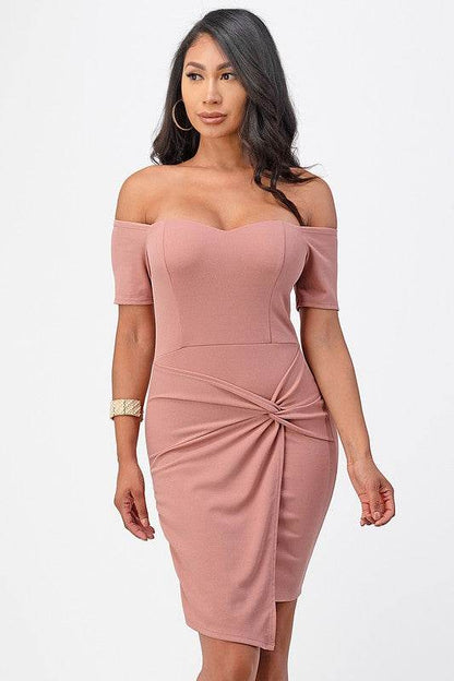 off the shoulder front twist bodycon dress - Shop Style & More | Fresh Looks, Everyday Deals & Free Shipping