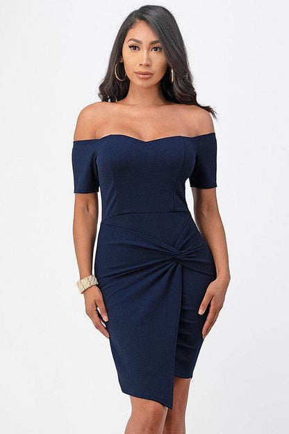 off the shoulder front twist bodycon dress - Shop Style & More | Fresh Looks, Everyday Deals & Free Shipping