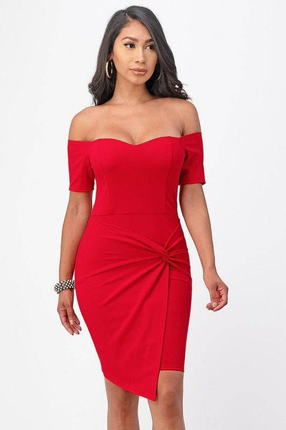 off the shoulder front twist bodycon dress - Shop Style & More | Fresh Looks, Everyday Deals & Free Shipping