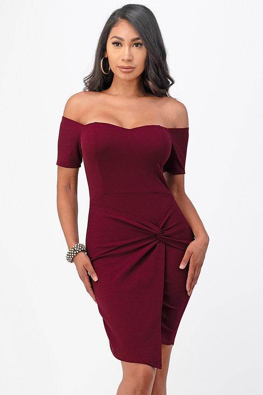 off the shoulder front twist bodycon dress - Shop Style & More | Fresh Looks, Everyday Deals & Free Shipping