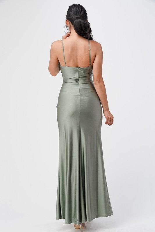 Tara side pleat overlap gown with side opening - Shop Style & More | Fresh Looks, Everyday Deals & Free Shipping