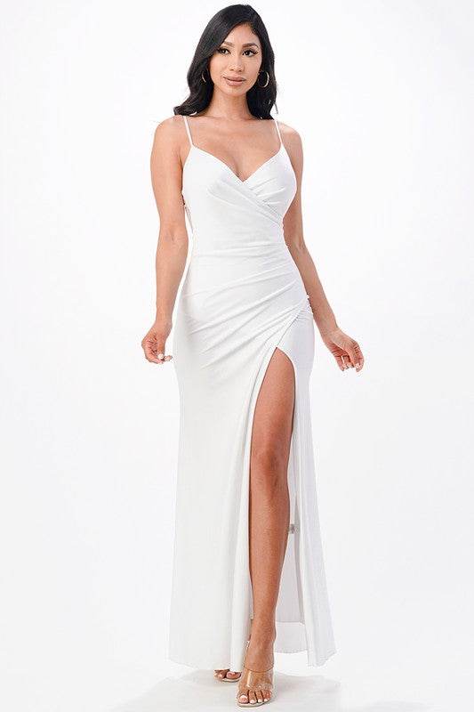 Tara side pleat overlap gown with side opening - Shop Style & More | Fresh Looks, Everyday Deals & Free Shipping