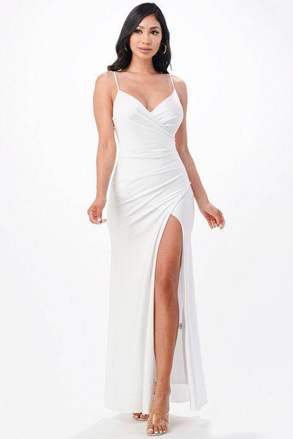 Tara side pleat overlap gown with side opening - Shop Style & More | Fresh Looks, Everyday Deals & Free Shipping