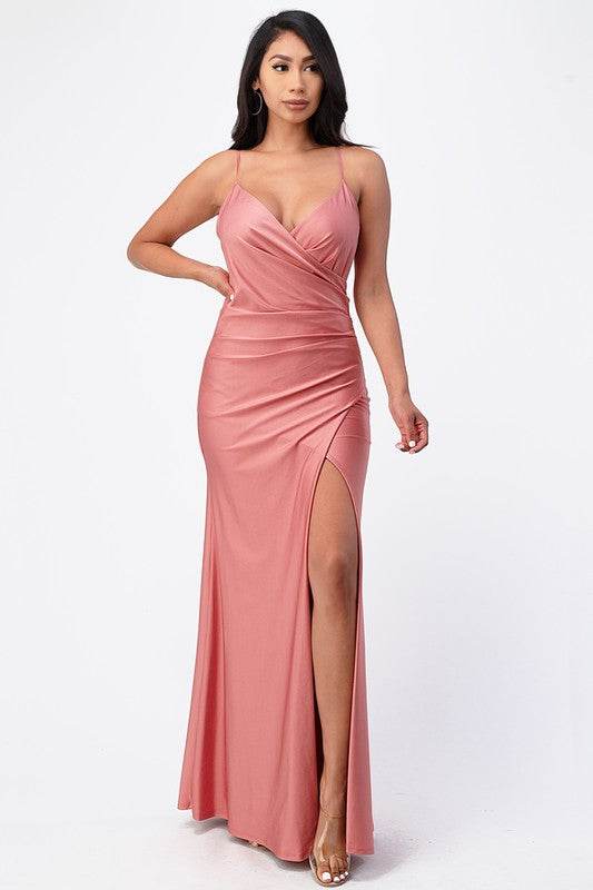 Tara side pleat overlap gown with side opening - Shop Style & More | Fresh Looks, Everyday Deals & Free Shipping