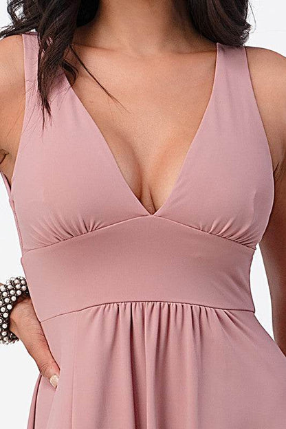 dull tricot deep V neck A line dress - Shop Style & More | Fresh Looks, Everyday Deals & Free Shipping