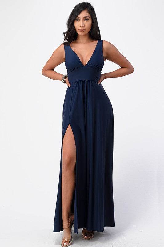 dull tricot deep V neck A line dress - Shop Style & More | Fresh Looks, Everyday Deals & Free Shipping