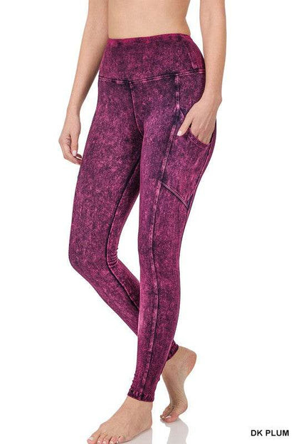 Mineral Wash Wide Waistband Full-Length Leggings - Shop Style & More | Fresh Looks, Everyday Deals & Free Shipping