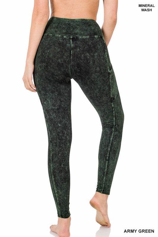 Mineral Wash Wide Waistband Full-Length Leggings - Shop Style & More | Fresh Looks, Everyday Deals & Free Shipping