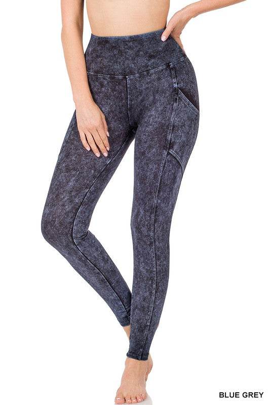 Mineral Wash Wide Waistband Full-Length Leggings - Shop Style & More | Fresh Looks, Everyday Deals & Free Shipping
