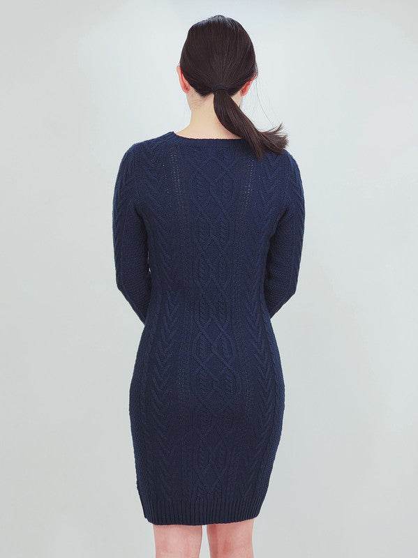 Feminine Cable Knit Long Sleeve Sweater Dress - Shop Style & More | Fresh Looks, Everyday Deals & Free Shipping