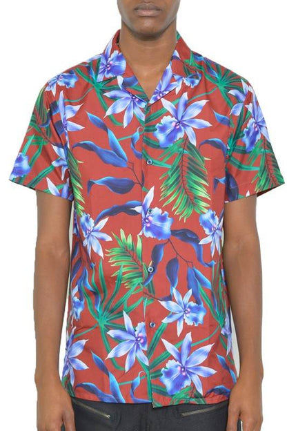 MENS TROPICAL RED BUTTON DOWN SHIRT PRINT - Shop Style & More | Fresh Looks, Everyday Deals & Free Shipping