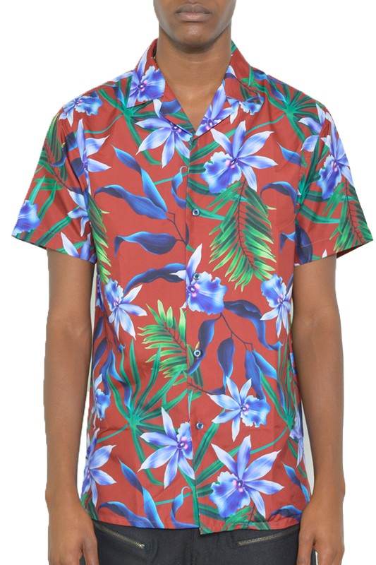 MENS TROPICAL RED BUTTON DOWN SHIRT PRINT - Shop Style & More | Fresh Looks, Everyday Deals & Free Shipping