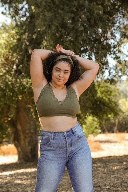 Lace Trim Padded Bralette Plus - Shop Style & More | Fresh Looks, Everyday Deals & Free Shipping
