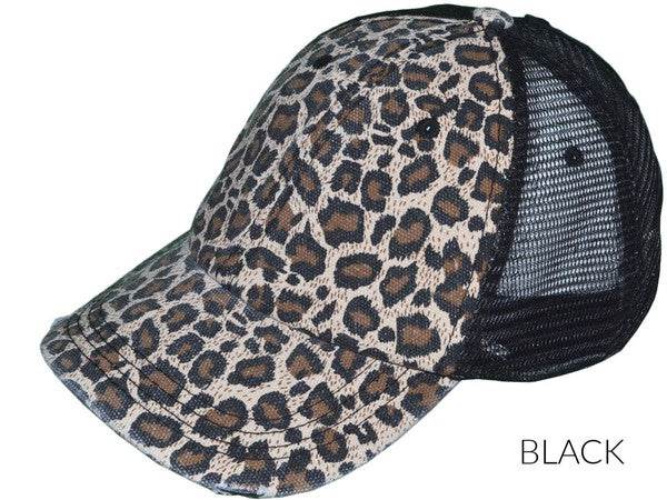 Leopard Messy Bun Hat - Shop Style & More | Fresh Looks, Everyday Deals & Free Shipping