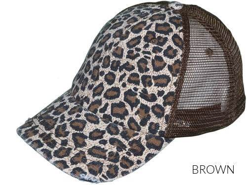 Leopard Messy Bun Hat - Shop Style & More | Fresh Looks, Everyday Deals & Free Shipping
