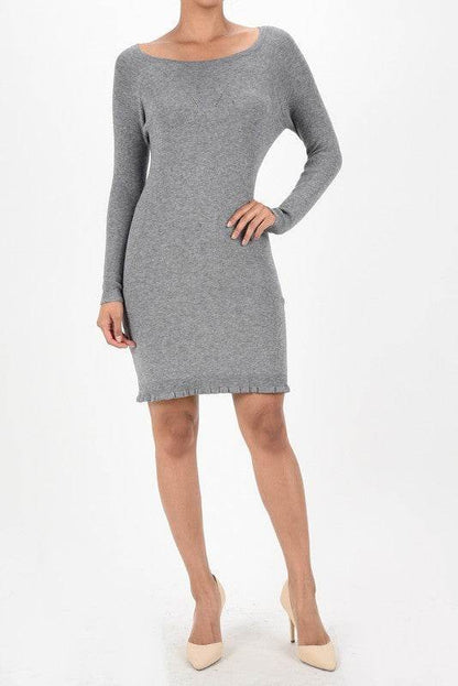Round Neck Reglan Sleeve Ribbed Knit Sweater Dress - Shop Style & More | Fresh Looks, Everyday Deals & Free Shipping