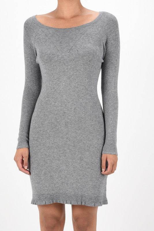 Round Neck Reglan Sleeve Ribbed Knit Sweater Dress - Shop Style & More | Fresh Looks, Everyday Deals & Free Shipping