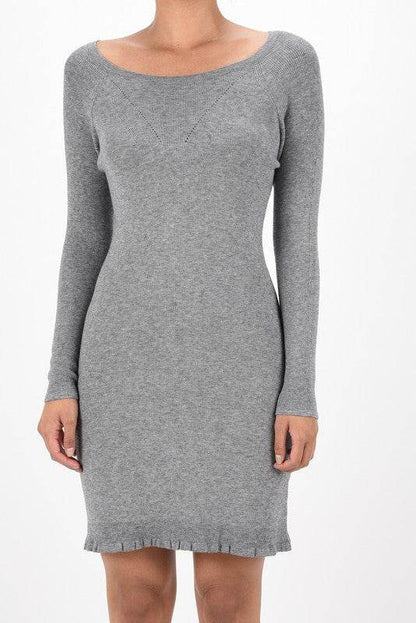 Round Neck Reglan Sleeve Ribbed Knit Sweater Dress - Shop Style & More | Fresh Looks, Everyday Deals & Free Shipping